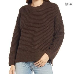 Madewell Dark Brown Ribbed Crewneck Sweater